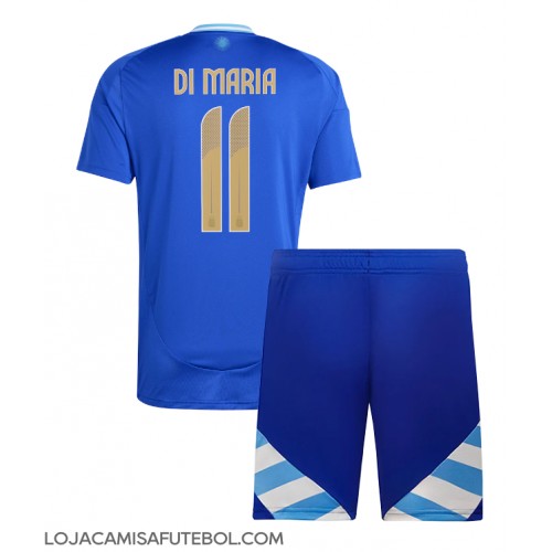 Camisa de Futebol Argentina Angel Di Maria #11 Equipamento Secundário Infantil Copa America 2024 Manga Curta (+ Calças curtas)